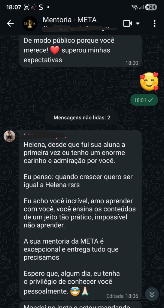 Depoimento de aluna